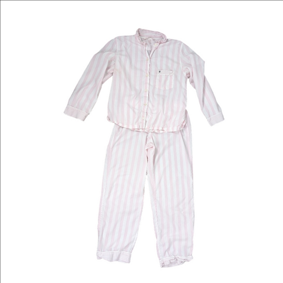 Victoria’s Secret Logo Embroidered Pink Striped PJ Set Size Small - Picture 1 of 11